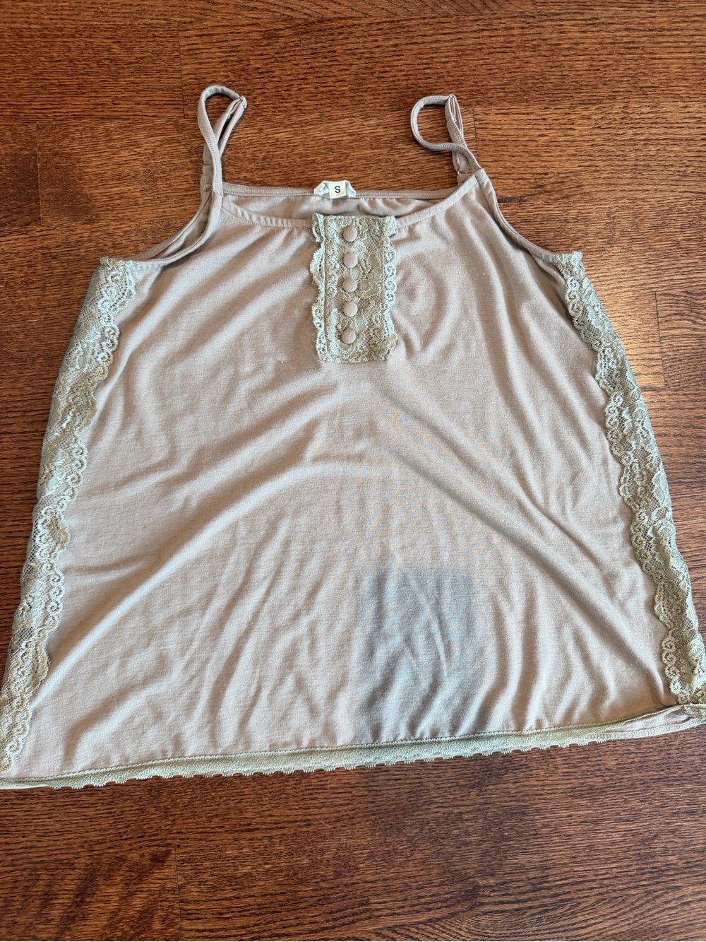 POL lace-trim camisole in light taupe